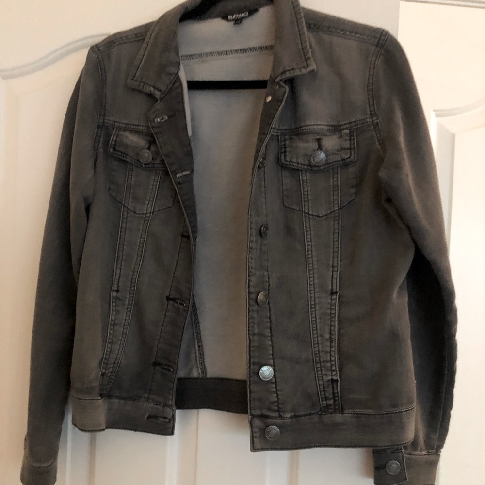 Stretchy denim jacket, dark gray